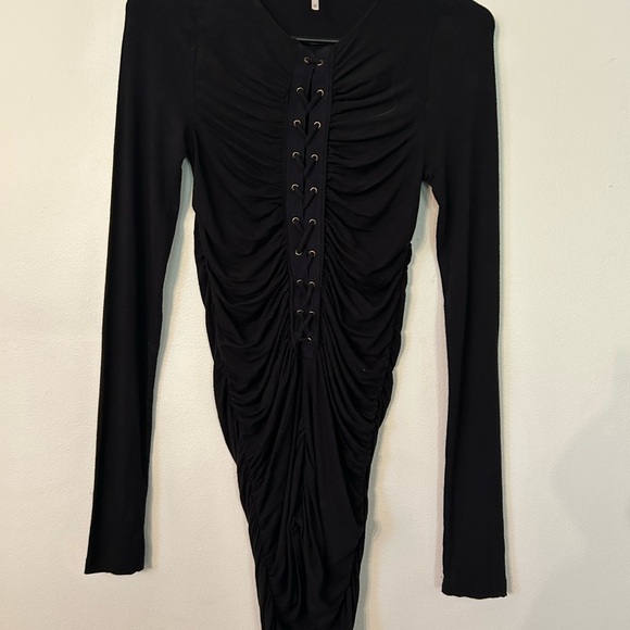 Free People Black Ruched Mini Dress - Picture 3 of 5